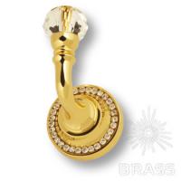 1471-030L Крючок однорожковый с кристаллами Swarovski, глянцевое золото 24K