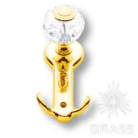 0437-030 Крючок мебельный с кристаллом, глянцевое золото 24K