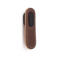 Ручка OBLONG, 0507070P36M2, матовый черный/коричневая кожа, 22x70 мм, Viefe