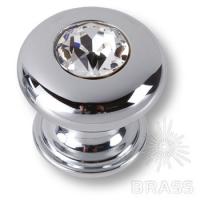 0775-005-2 Ручка кнопка с кристаллом Swarovski, глянцевый хром