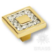 0771-030-2 Ручка кнопка с кристаллами Swarovski, глянцевое золото 24K