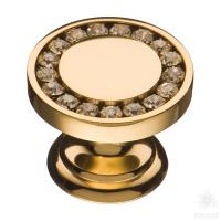 0776-003 Ручка кнопка с кристаллами Swarovski, глянцевое золото