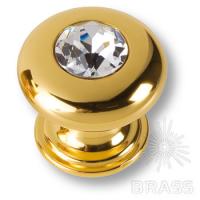0775-003-2 Ручка кнопка с кристаллом Swarovski, глянцевое золото