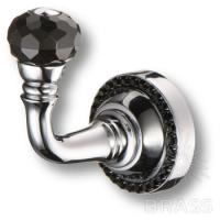 1471-005L BLACK Крючок однорожковый с кристаллами Swarovski, глянцевый хром