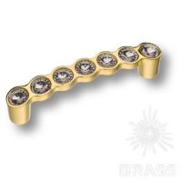 492-96-Gold Ручка скоба с кристаллами, глянцевое золото 96 мм