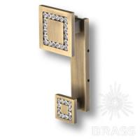 0471-013-2 Крючок двухрожковый с кристаллами Swarovski, состаренная латунь