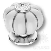 S-105-10-WHITE-SILVER LINE Ручка кнопка, белый/глянцевый хром