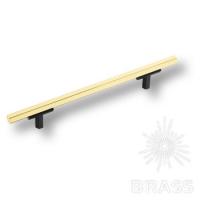 776-128-Matt Black-Gold Ручка рейлинг, чёрный/глянцевое золото 128 мм