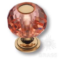 0737-318-1-Pink Ручка кнопка с кристаллом, глянцевое золото