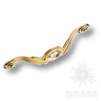 275-160-Gold Ручка скоба с кристаллом, глянцевое золото 160 мм