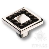 0771-005-2 BLACK Ручка кнопка с кристаллами Swarovski, глянцевый хром
