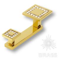 0471-003-2 Крючок двухрожковый с кристаллами Swarovski, глянцевое золото