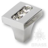 0771-005-1 Ручка кнопка с кристаллами Swarovski, глянцевый хром