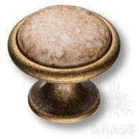 3008-40-BROWN Ручка кнопка керамика с металлом, орнамент/старая бронза
