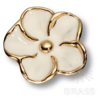 SMALL PAPATYA-60-WHITE PEARL (69) Ручка кнопка, глянцевое золото