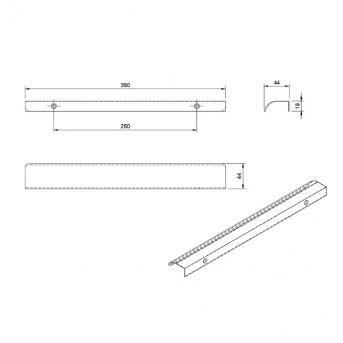 Ручка-скоба Touquet C8.500350.91 анодированный матовый черный, 250/350, Metakor