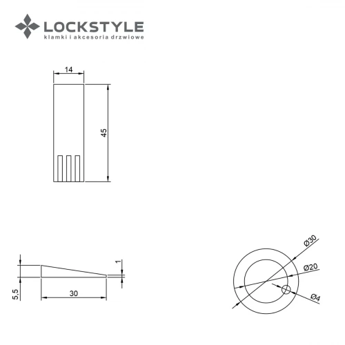 Дверной ограничитель магнитный, скрытый LOCKSTYLE модель STOPPINO Mod. 2 GOLD (матовое золото), 7 мм