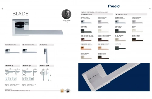 Дверная ручка Frascio Blade LNP — на квадратной розетке, глянцевая светлая бронза pvd