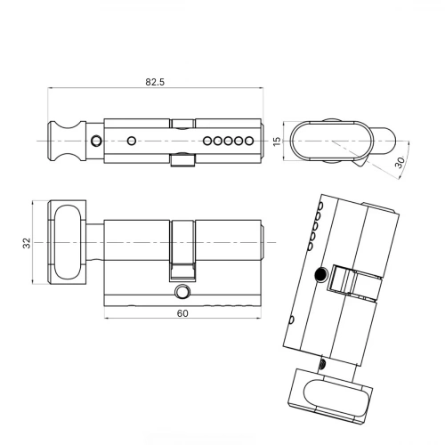 Цилиндровый механизм LOCKSTYLE C30X30KN SN (матовый никель)