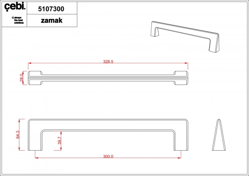 Ручка-скоба CEBI A5107 300 мм MP24 (черный) серия VERA