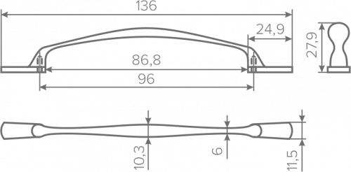 Ручка AQ Sheddi С=96 черный матовый