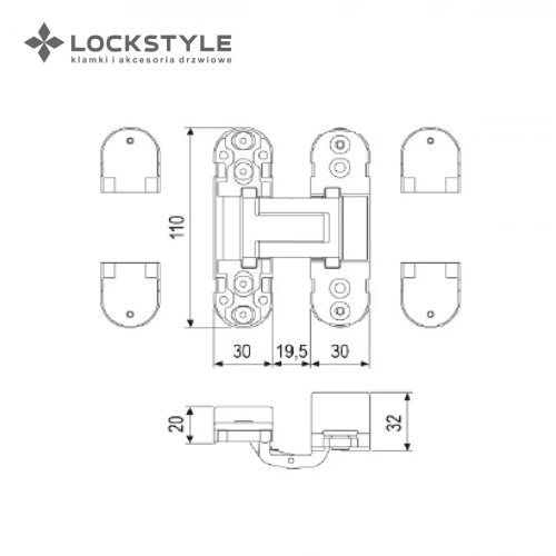 Петля скрытая 3D LOCKSTYLE модель ECLIPSE 2.0 комплект MATT NICKEL (матовый никель)
