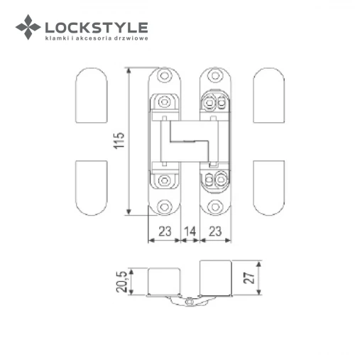 Петля скрытая 3D LOCKSTYLE, модель ECLIPSE 3.0 комплект MATT NICKEL (матовый никель)