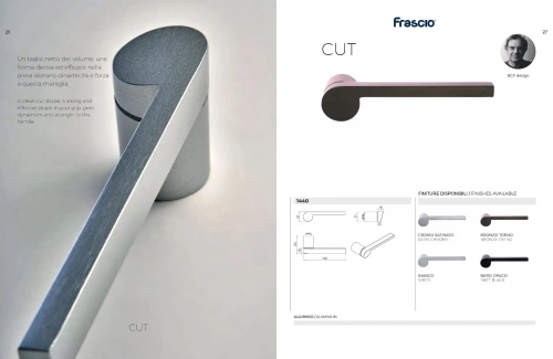 Дверная ручка Frascio Cut CS — на минималистичной розетке, хром матовый