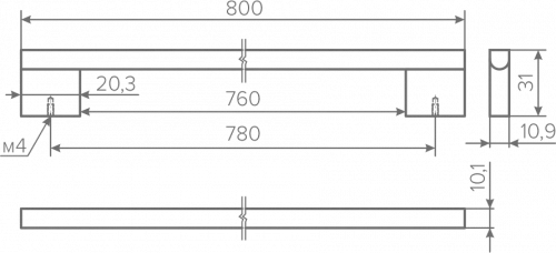 Ручка AQ Elegance L=800 черный матовый