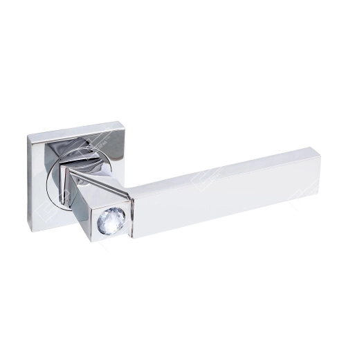 Дверная ручка Sicma maniglie 130.CL.18 RQ KUB 2 SWAROVSKI — на квадратной розетке, хром глянцевый