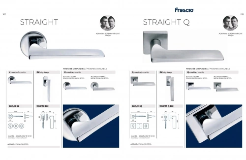 Дверная ручка Frascio Straight SSS — на квадратной розетке, матовая нержавеющая сталь